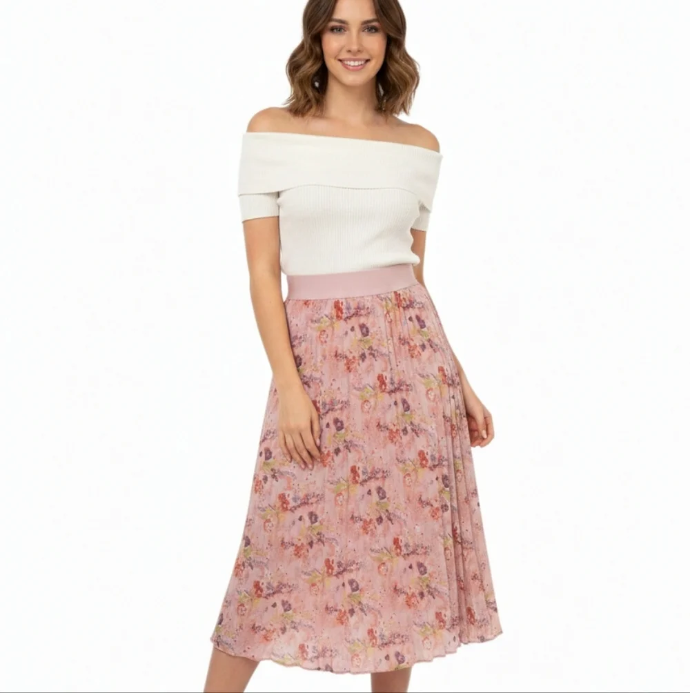 Ophelia Roe Floral Pink Spring Skirt Womens‎ Size 1X Plus Size Cruise Resort